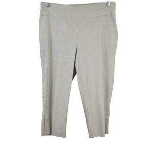 Counterparts Womens 12 Ticking Striped Button Hem Capri Cropped Pull On Pants